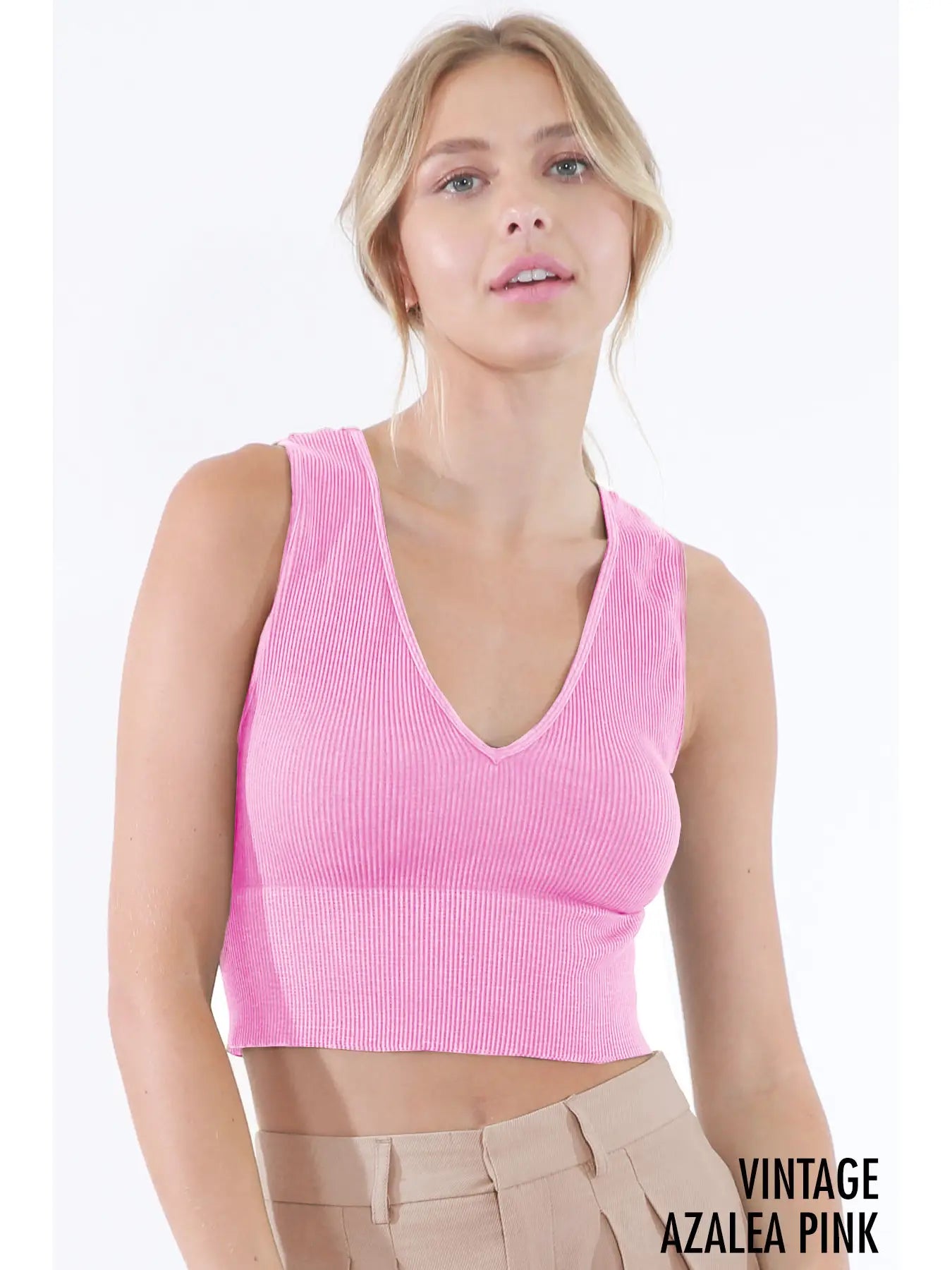 Vintage Plunge V-Neck Seamless Crop Top